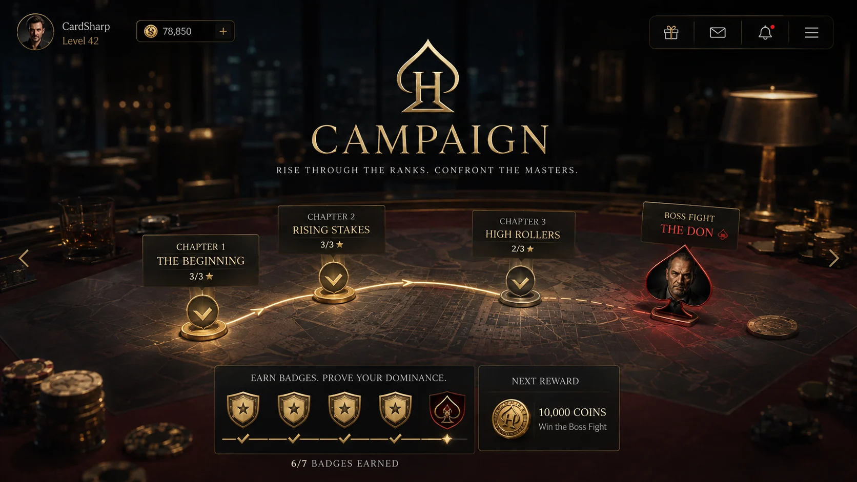 House of Cards campaign progression concept