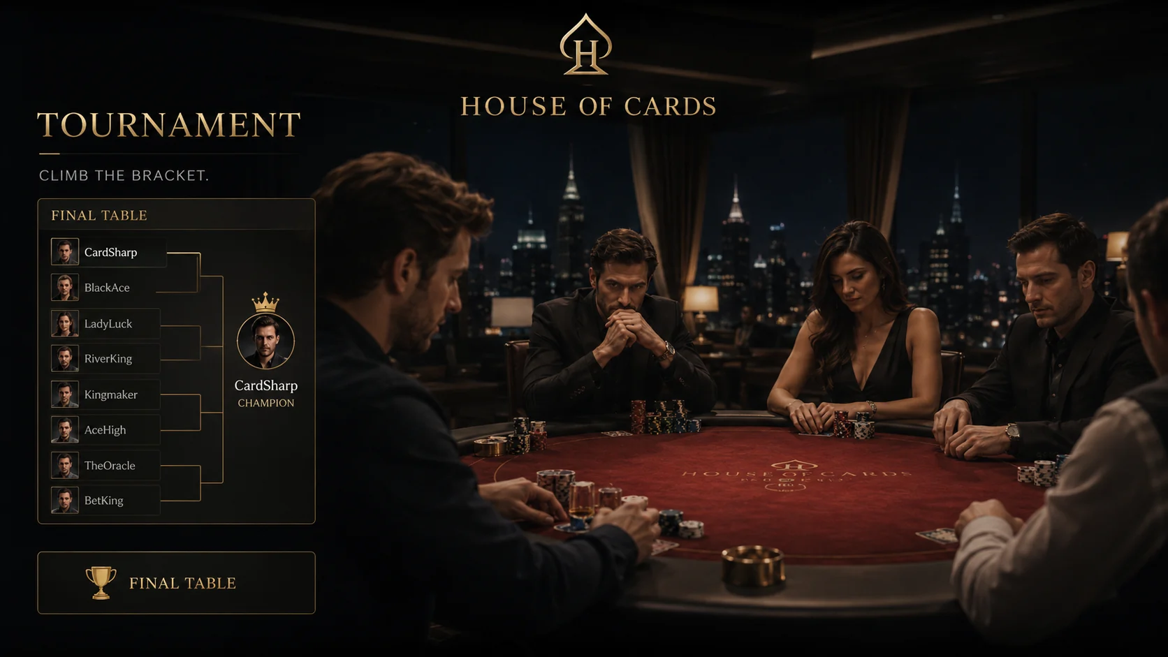House of Cards tournament bracket concept