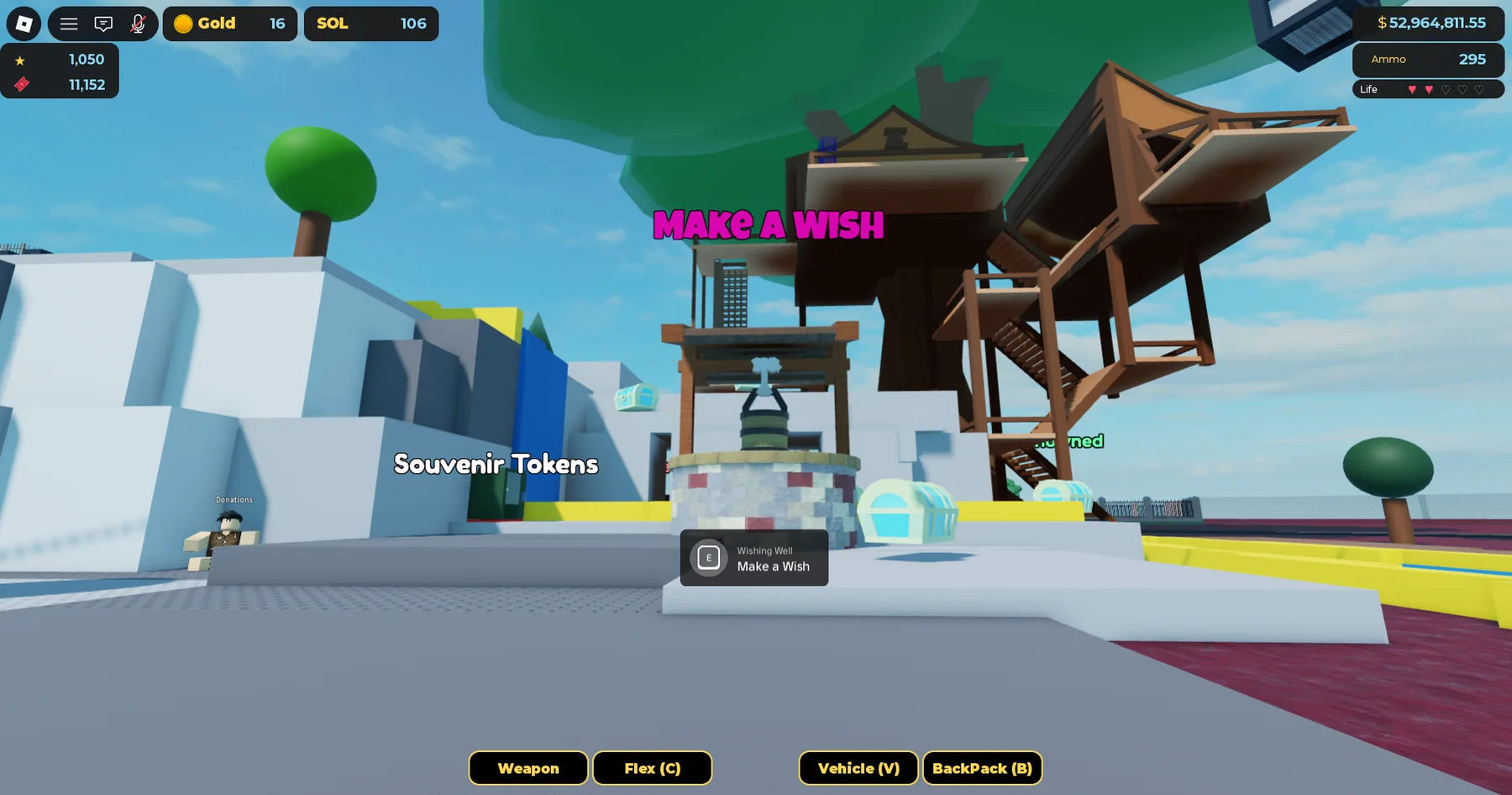 Make a Wish fountain and Souvenir Tokens area in Ticket City