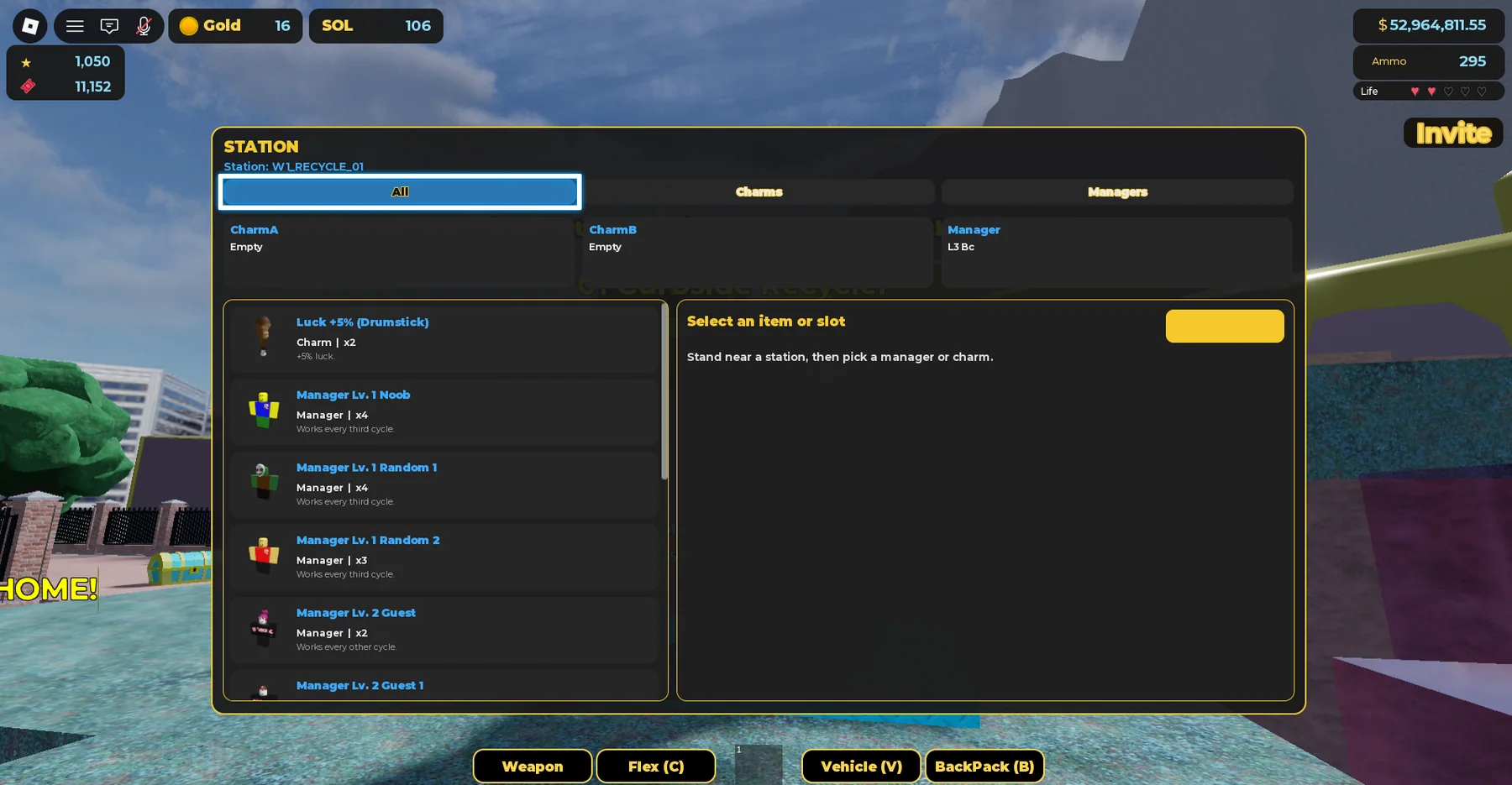 Station management interface in Wealth Inc.